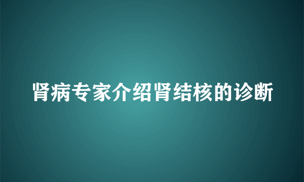 肾病专家介绍肾结核的诊断