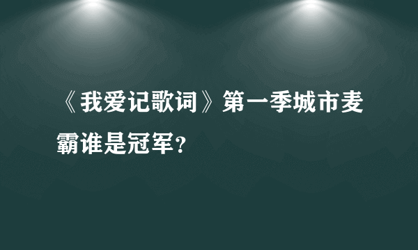 《我爱记歌词》第一季城市麦霸谁是冠军？