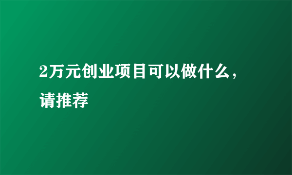 2万元创业项目可以做什么，请推荐