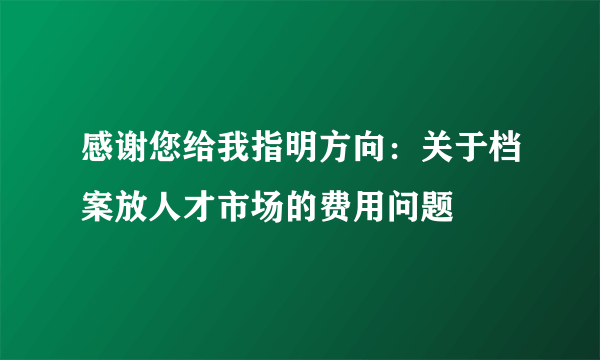 感谢您给我指明方向：关于档案放人才市场的费用问题