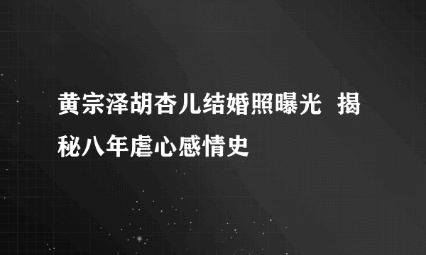 黄宗泽胡杏儿结婚照曝光  揭秘八年虐心感情史