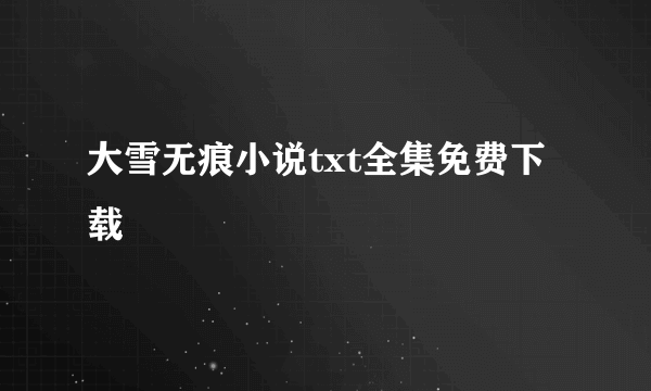 大雪无痕小说txt全集免费下载