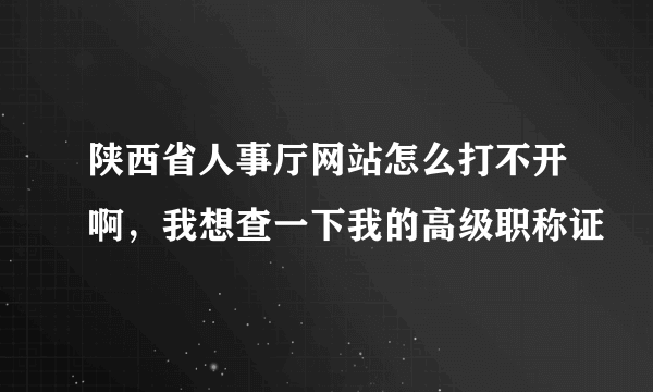 陕西省人事厅网站怎么打不开啊，我想查一下我的高级职称证