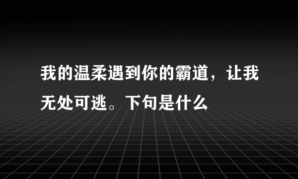 我的温柔遇到你的霸道，让我无处可逃。下句是什么