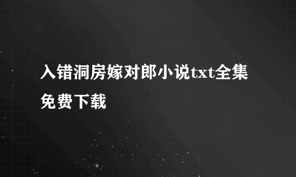 入错洞房嫁对郎小说txt全集免费下载