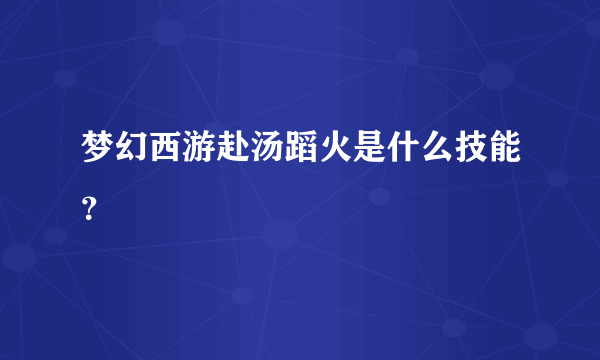 梦幻西游赴汤蹈火是什么技能？