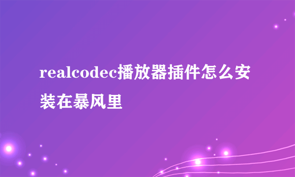 realcodec播放器插件怎么安装在暴风里