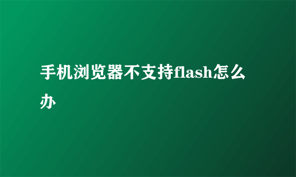 手机浏览器不支持flash怎么办