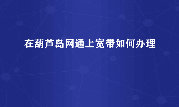 在葫芦岛网通上宽带如何办理