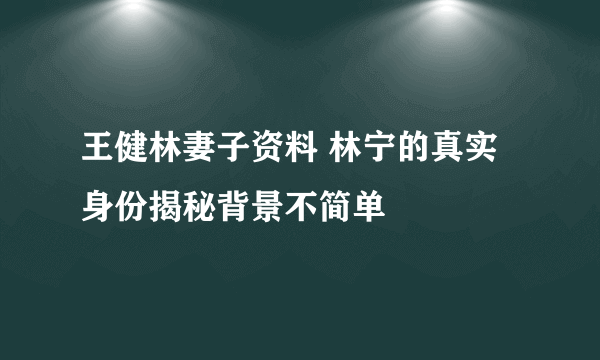 王健林妻子资料 林宁的真实身份揭秘背景不简单