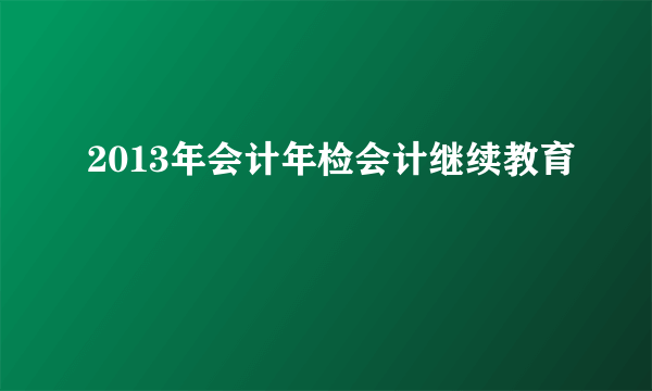 2013年会计年检会计继续教育