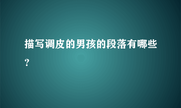 描写调皮的男孩的段落有哪些？