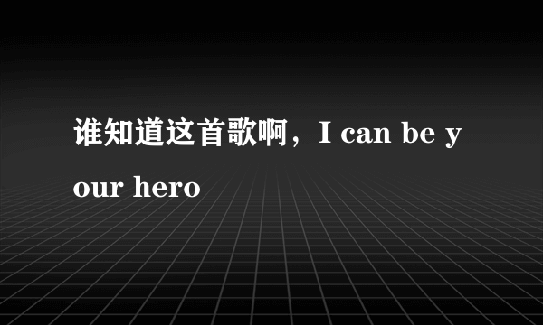 谁知道这首歌啊，I can be your hero