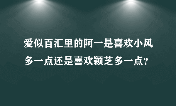 爱似百汇里的阿一是喜欢小风多一点还是喜欢颖芝多一点？