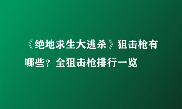 《绝地求生大逃杀》狙击枪有哪些？全狙击枪排行一览