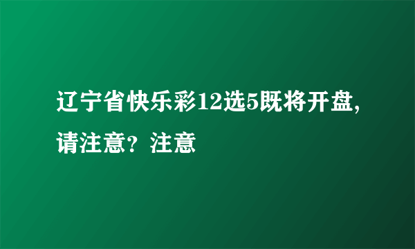 辽宁省快乐彩12选5既将开盘,请注意？注意