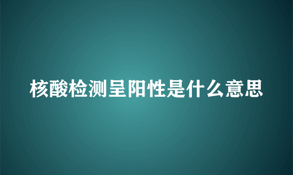 核酸检测呈阳性是什么意思