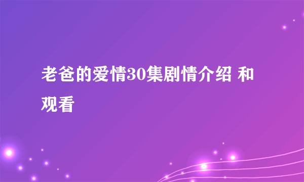 老爸的爱情30集剧情介绍 和观看