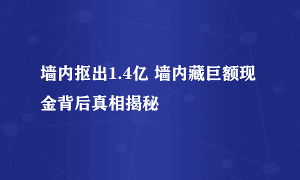 墙内抠出1.4亿 墙内藏巨额现金背后真相揭秘