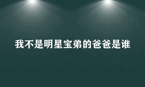 我不是明星宝弟的爸爸是谁