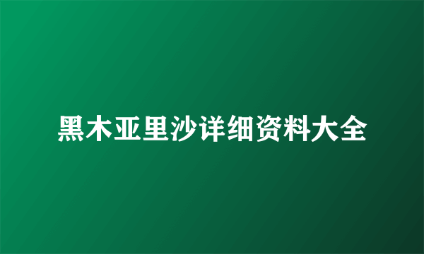 黑木亚里沙详细资料大全