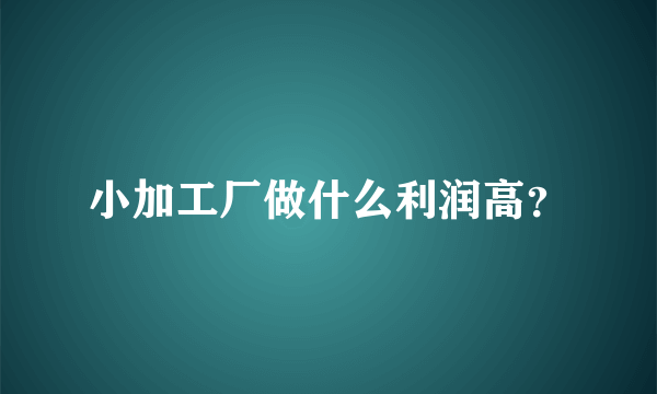 小加工厂做什么利润高？