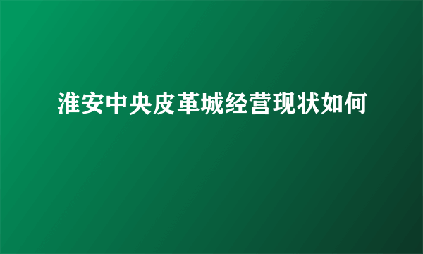 淮安中央皮革城经营现状如何