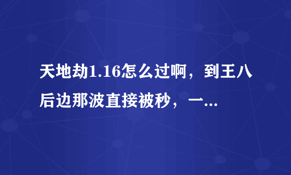 天地劫1.16怎么过啊，到王八后边那波直接被秒，一共多少波怪？怎么才算通关？