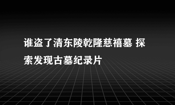 谁盗了清东陵乾隆慈禧墓 探索发现古墓纪录片