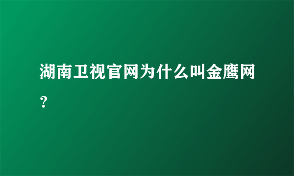 湖南卫视官网为什么叫金鹰网？