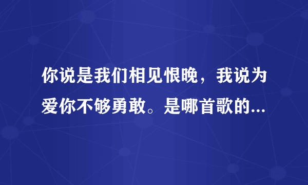 你说是我们相见恨晚，我说为爱你不够勇敢。是哪首歌的歌词。演唱者是谁