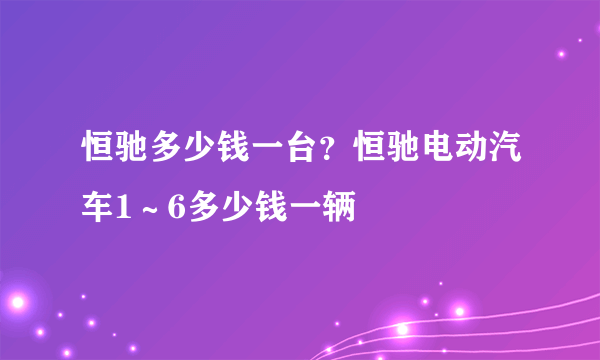 恒驰多少钱一台？恒驰电动汽车1～6多少钱一辆