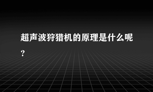 超声波狩猎机的原理是什么呢？