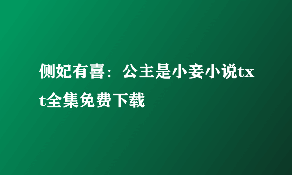 侧妃有喜：公主是小妾小说txt全集免费下载