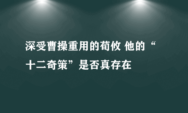 深受曹操重用的荀攸 他的“十二奇策”是否真存在