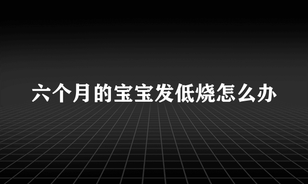 六个月的宝宝发低烧怎么办