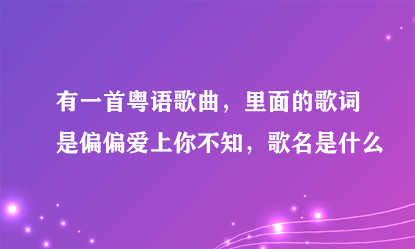 有一首粤语歌曲，里面的歌词是偏偏爱上你不知，歌名是什么