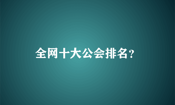 全网十大公会排名？