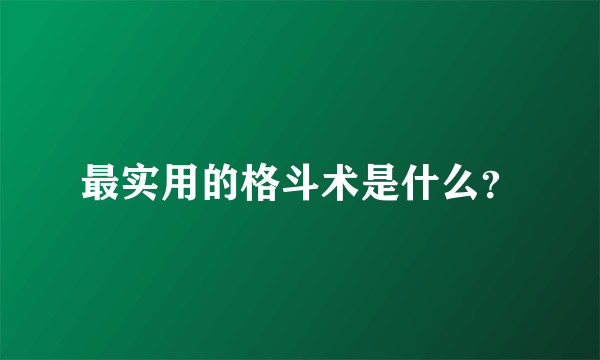 最实用的格斗术是什么？