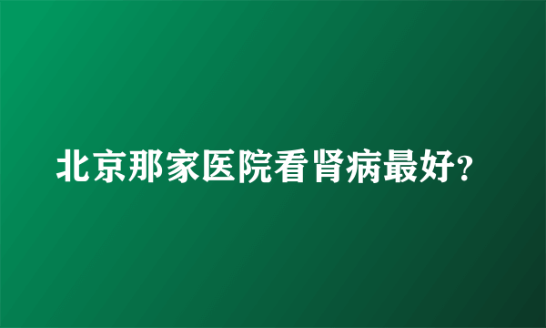 北京那家医院看肾病最好？