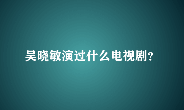 吴晓敏演过什么电视剧？