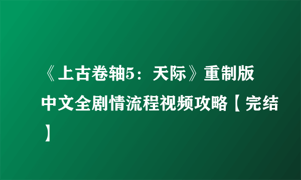 《上古卷轴5：天际》重制版中文全剧情流程视频攻略【完结】