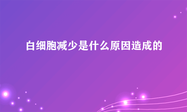 白细胞减少是什么原因造成的