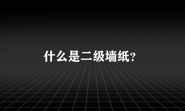 什么是二级墙纸？