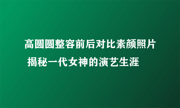 高圆圆整容前后对比素颜照片 揭秘一代女神的演艺生涯