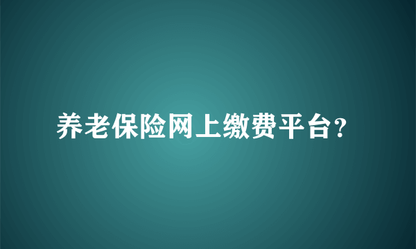 养老保险网上缴费平台？