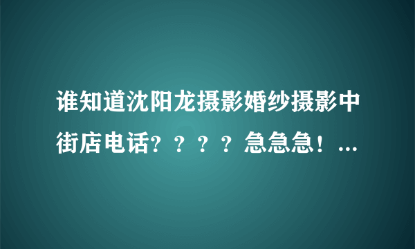 谁知道沈阳龙摄影婚纱摄影中街店电话？？？？急急急！速度回！