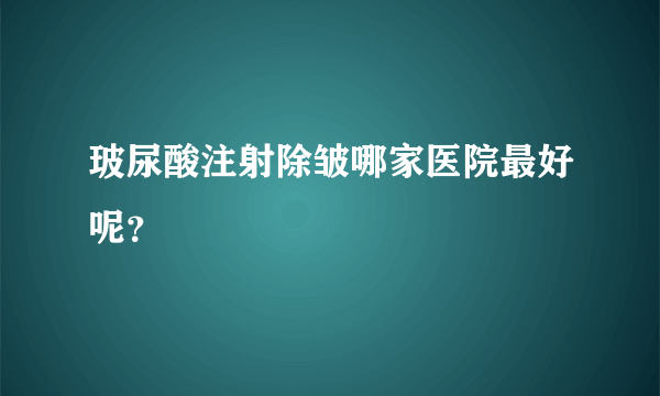 玻尿酸注射除皱哪家医院最好呢？