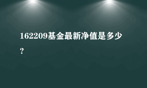 162209基金最新净值是多少？