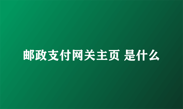 邮政支付网关主页 是什么